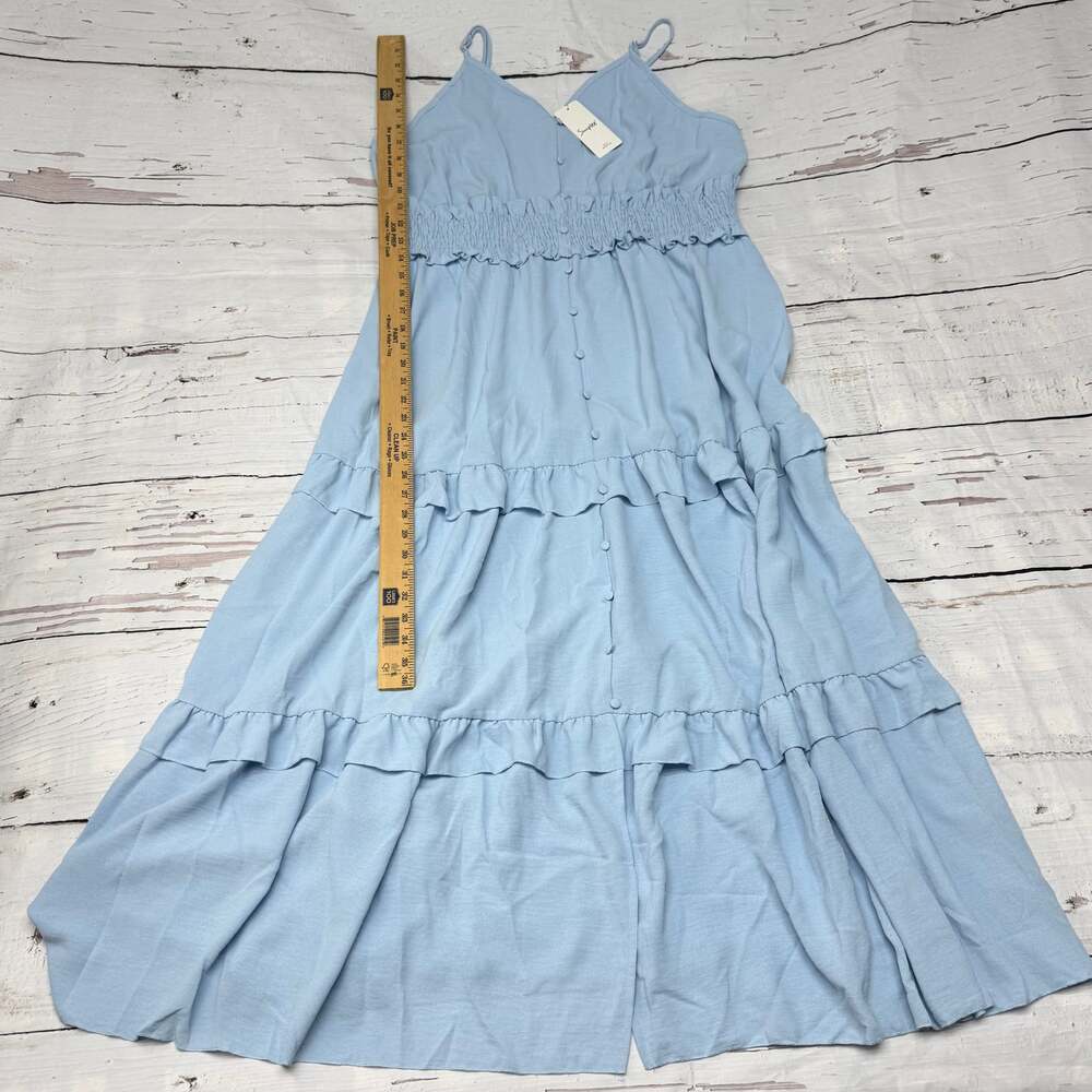 Simplee Light Blue Tiered Ruffle Smocked Maxi Dress NWT - Picture 8 of 8